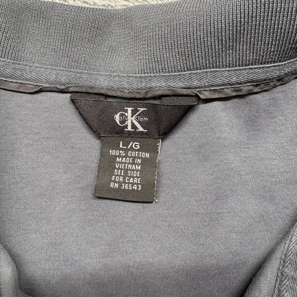 Calvin Klein Polo Shirt Mens Large Gray Good Cotton Short Sleeve Casual - Picture 2 of 10
